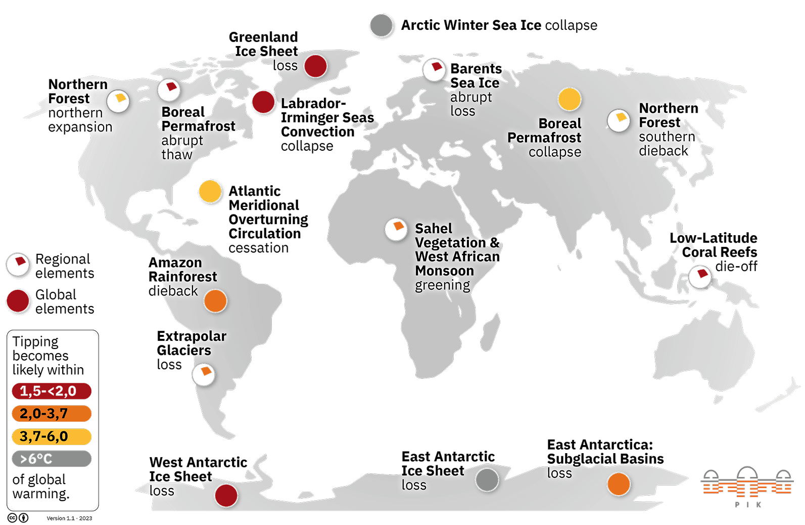Tipping Elements Worldmap.